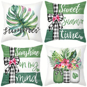 Green Leaves Throw Pillow Cover 43.99cm Square Stain-Resistant Polyester Hidden Zip