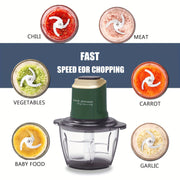 Electric Food Chopper and Processor 8-Cup 300W with 4 Blades 1.2L Glass Bowl