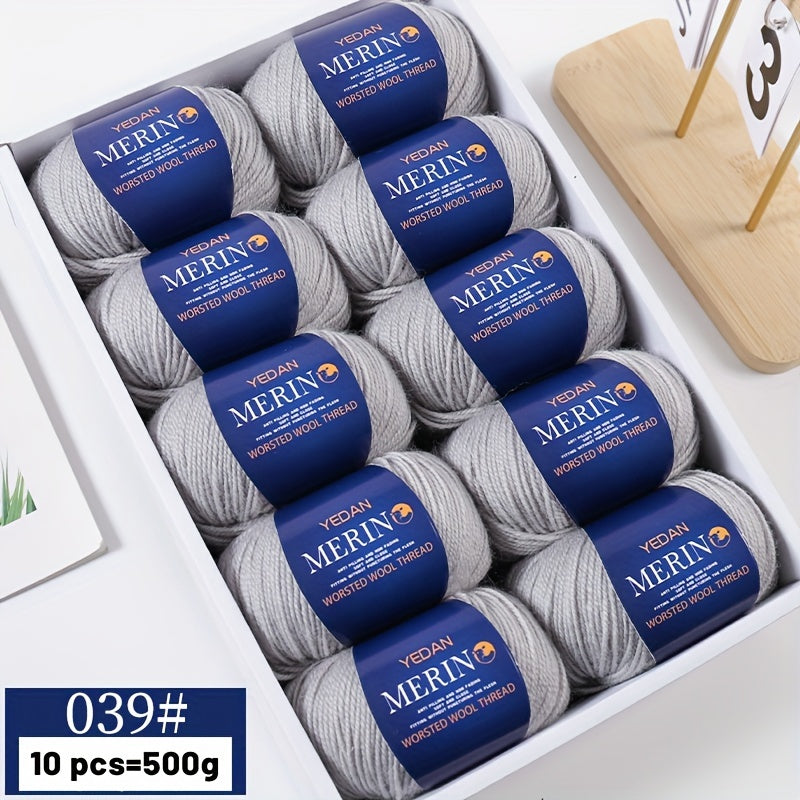 10 piezas de hilo de lana 500g multicolor en degradé, anti-pilling, suave para tejer accesorios de moda