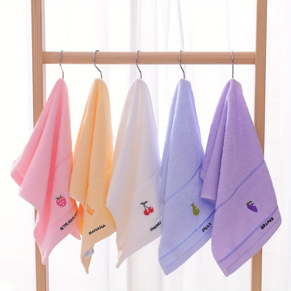 Cotton Face Towels with Fruit Embroidery Absorbent Quick-Drying for Daily Use