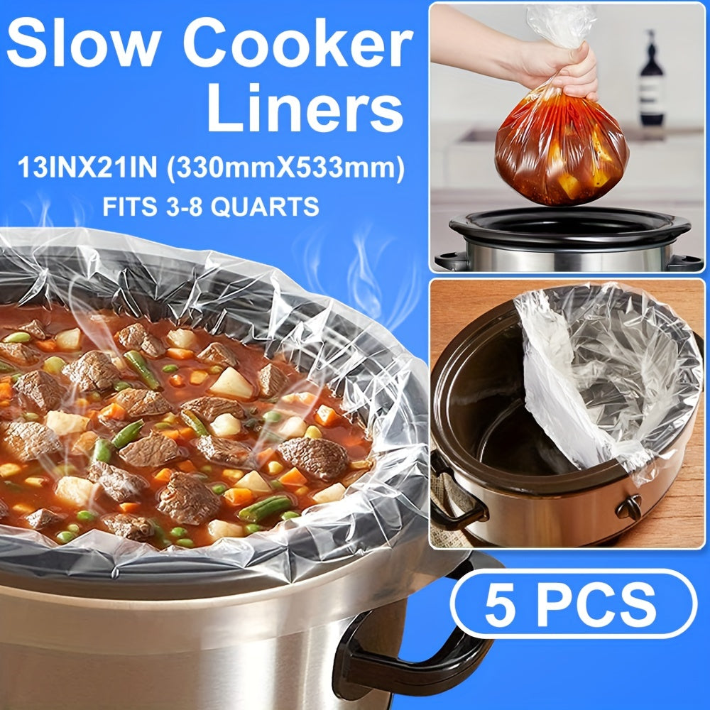 Slow Cooker Liners BPA-Free Oval and Round 13x53.34 cm for 3QT to 8QT Pots