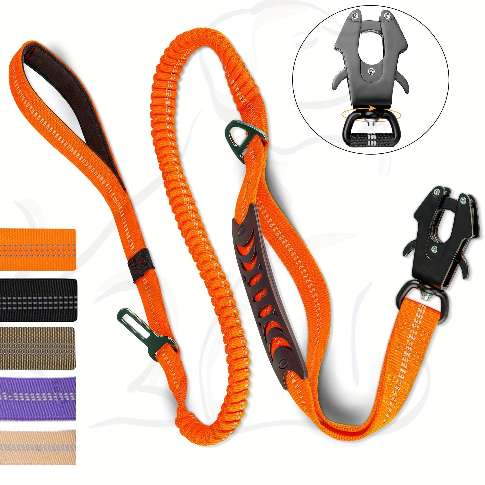 Durable Tactical Dog Leash with Quick Release Carabiner Reflective Nylon for Medium to Large Dogs