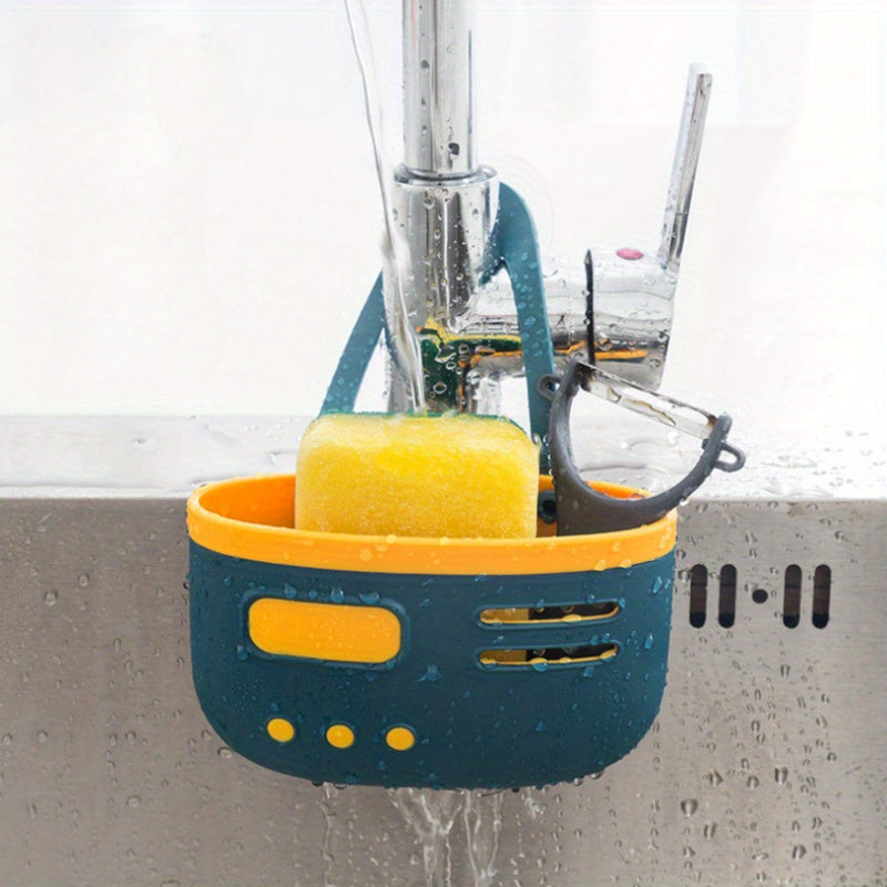 cesta de plástico para fregadero con ventosas de doble capa para almacenamiento en la cocina