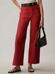 Women's Casual Straight Leg Jeans High Stretch Denim Solid Color All-Season Woven Pants