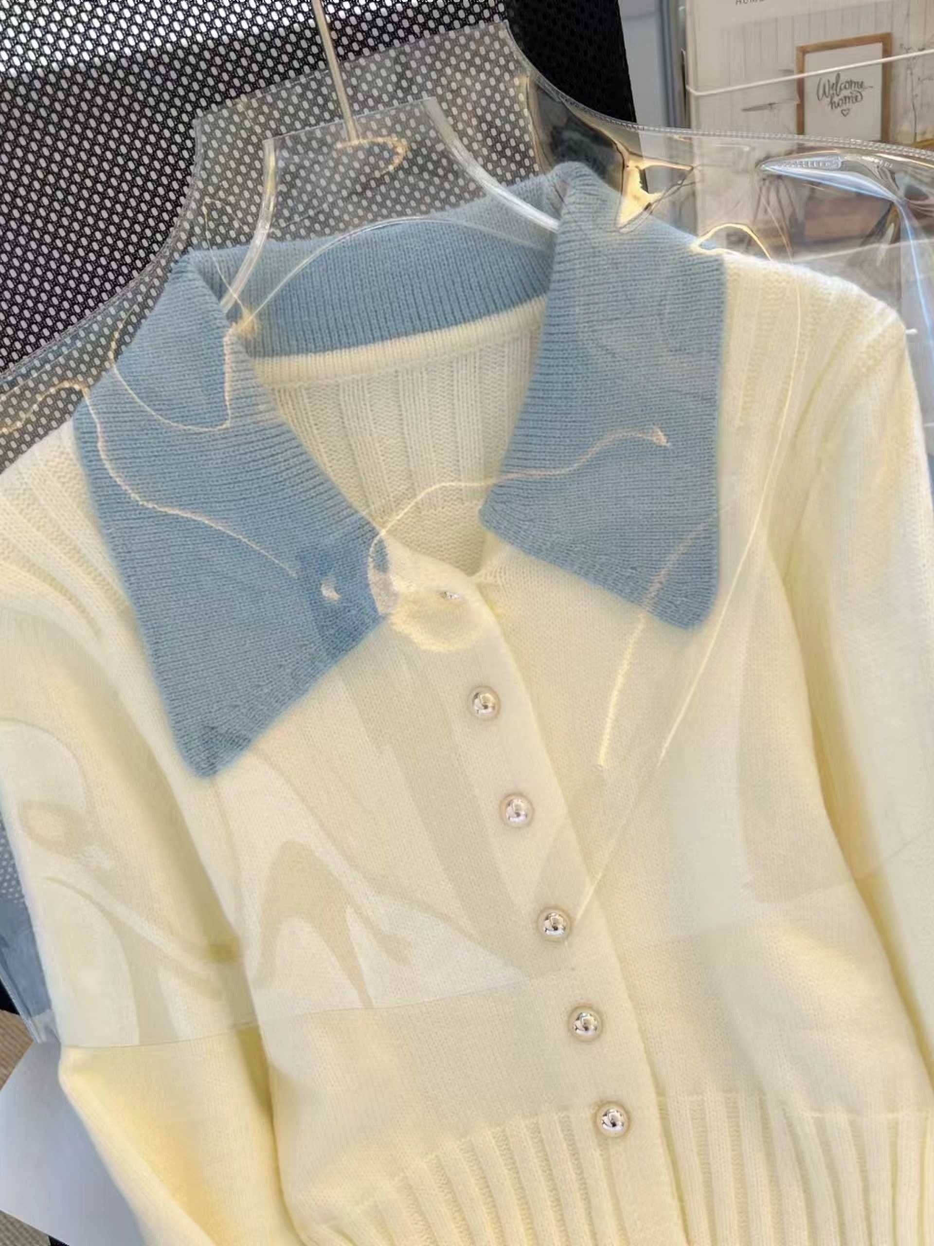 Cárdigan de punto con bloques de color para mujer, poliéster, alto estiramiento, otoño e invierno, elegante