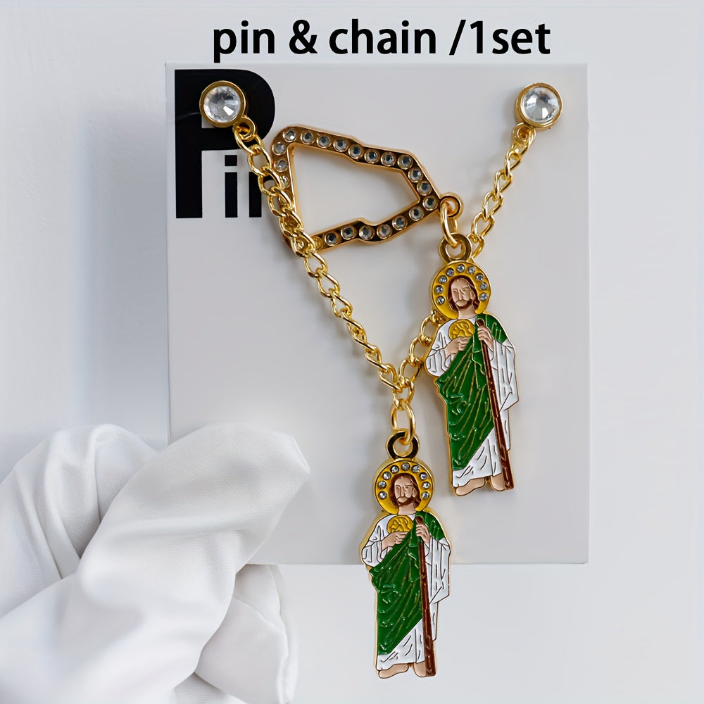 Men's Religious Baseball Cap with Decorative Pendant Pin Badge