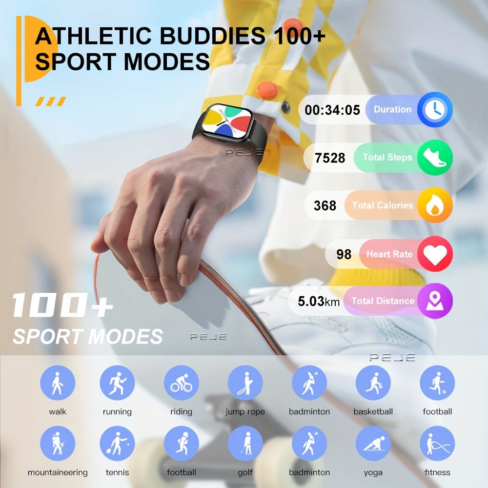 PEJE Aqlli Soat 5.11 sm TFT Sensorli Ekran, Suvga chidamli, Simsiz qo'ng'iroq qilish, 100+ rejim bilan Sport Fitness Kuzatuvchi, 280mAh qayta zaryadlanadigan batareya, Silika Gel Kamar, JL7012F6 Chip, 240p