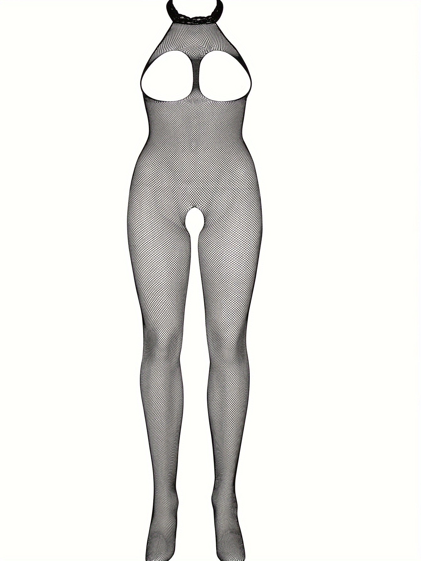 Body de encaje grande con acentos florales, de nylon elástico transparente