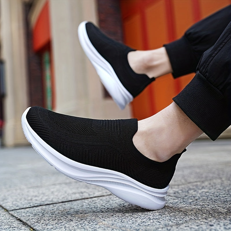 Men's Lightweight Breathable Fabric Slip-On Sneakers for Casual Walking