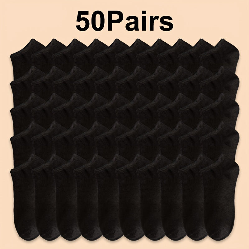 Men's Double Pack Short Socks Black White Gray Navy Blue Casual Sports Breathable