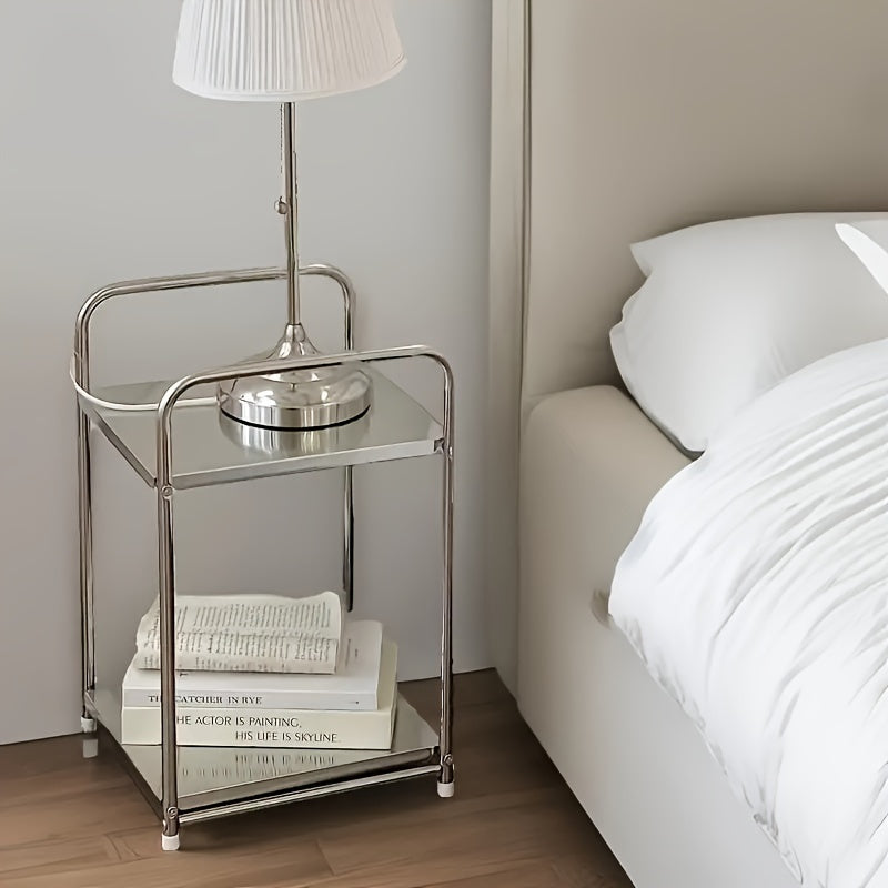 Stainless Steel Utility Rack Two-Tier Side Sofa Table Bedside Organizer