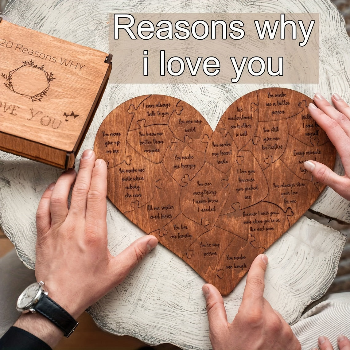 Engraved Wooden Puzzle Expressing Love for Him and Her Sentimental Gift