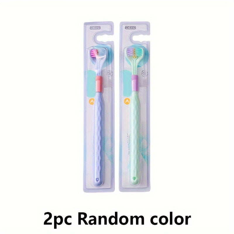 Взрослая мягкая жесткая щетина зубная щетка с 360-градусной тройной головкой из полипропилена