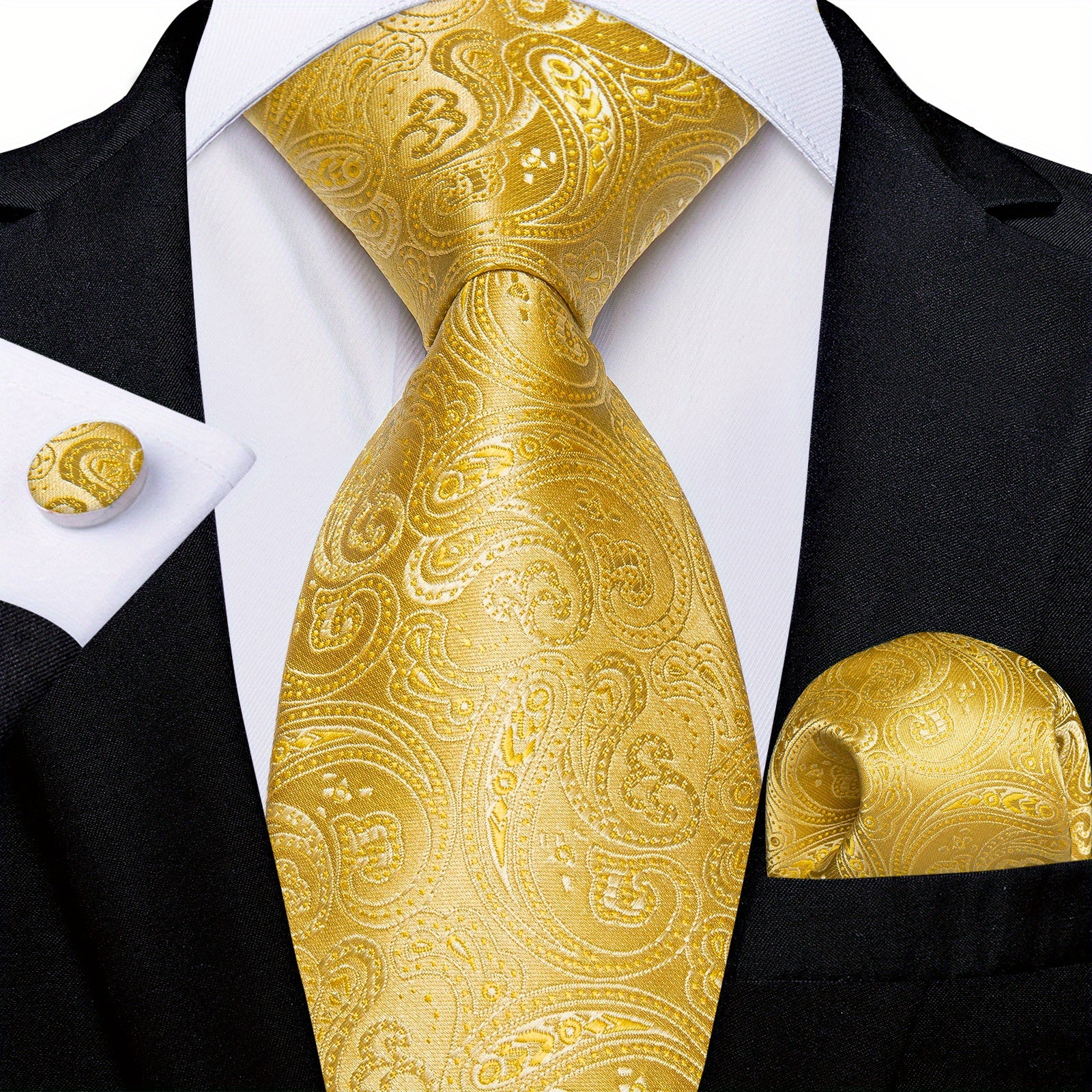Men's Necktie Set with Cufflinks for Wedding Formal Wear Stylish Accessories