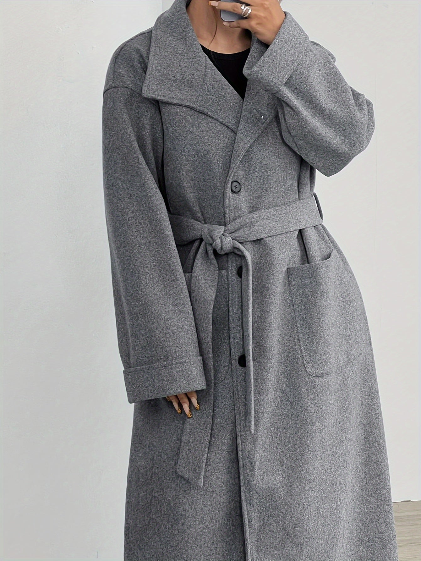 Women's Fall Winter Solid Color Long Sleeve Casual Coat Micro Elastic Polyester