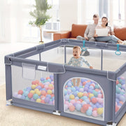 Indoor and Outdoor Playpen with Gate Non-Slip Base Soft Breathable Mesh