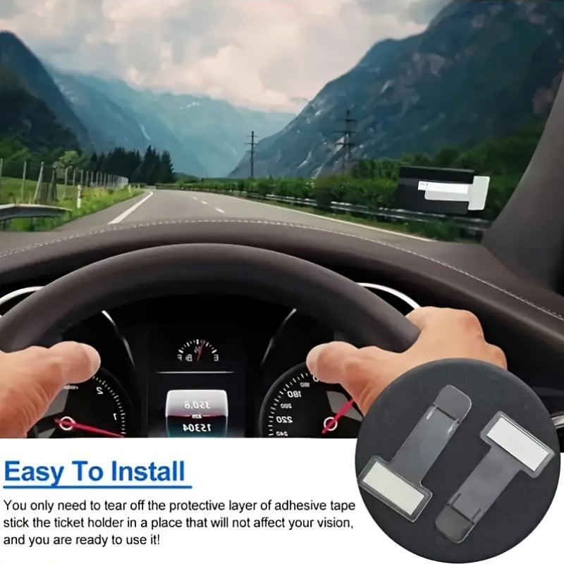 5Pcs Clear Plastic Car Storage Clips Dashboard Organizer for Bills and Receipts