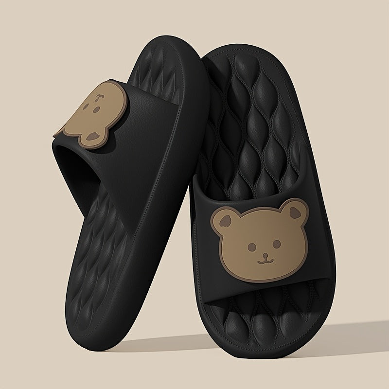 Мультяшный дизайн медведя EVA тапочки для пар, нескользящие, легкие, для дома и улицы, лето, повседневные, бежевые и коричневые