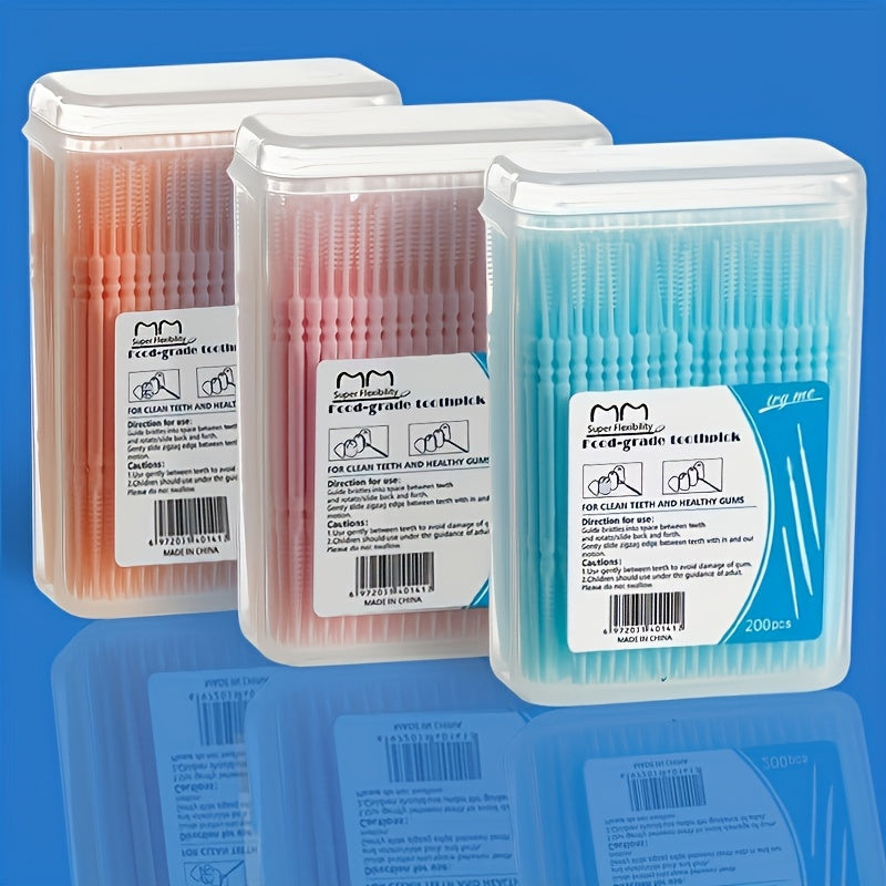 200Pcs Disposable Plastic Toothpicks Dual-Tip for Deep Clean Oral Care