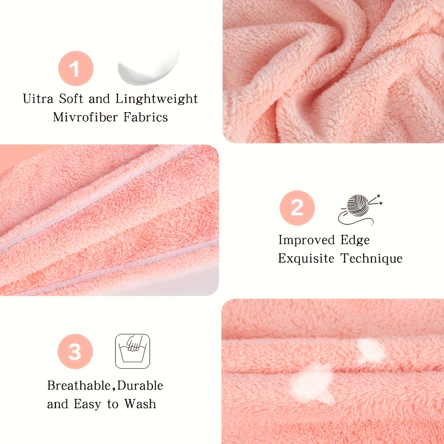 Microfiber Hair Towels for All Hair Lengths Quick Dry No Breakage Absorbent