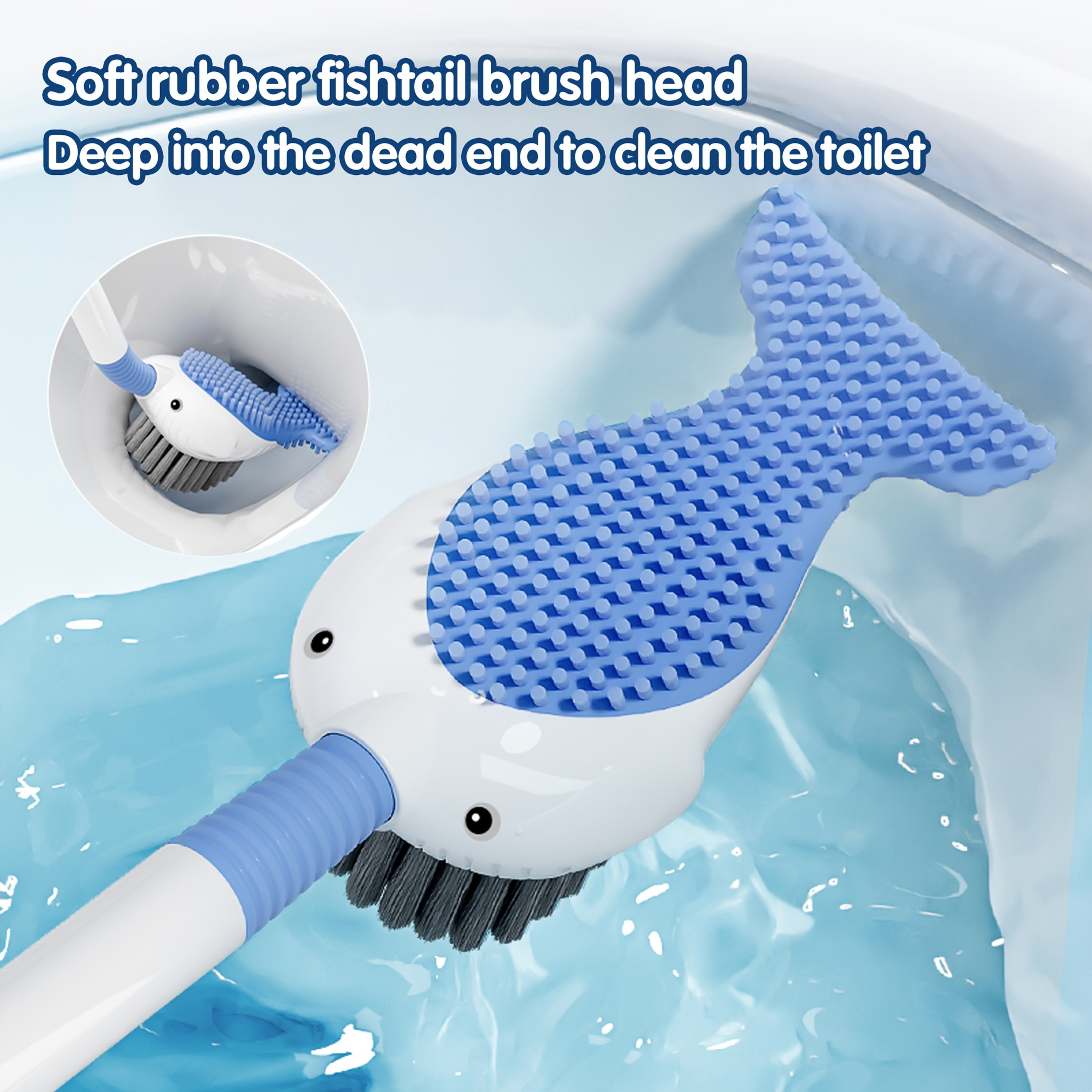Silicone Whale Toilet Brush with Soap Dispenser and Long Handle
