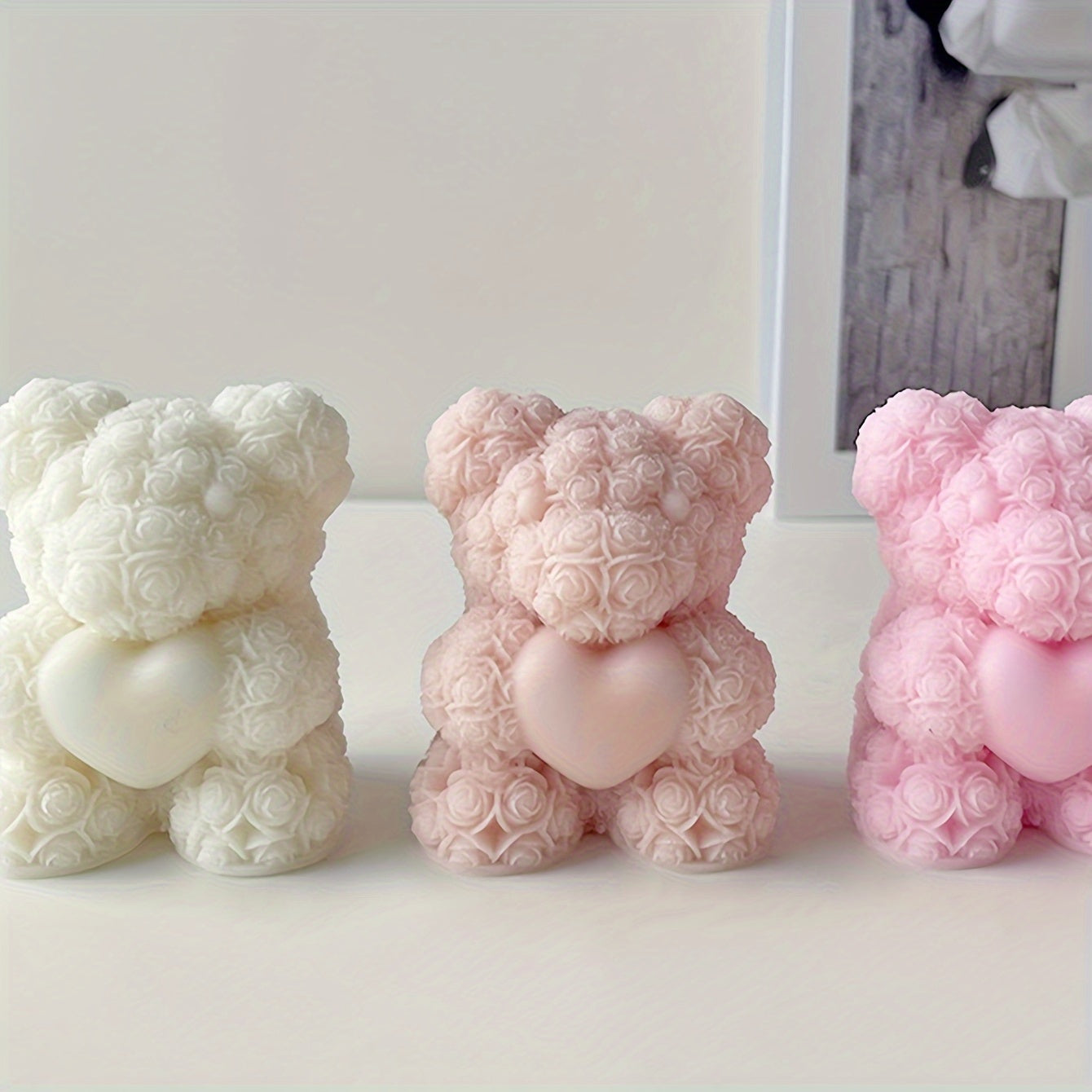 Silicone Mold for Making Bear-Shaped Candles and Ornaments for Valentine's Day