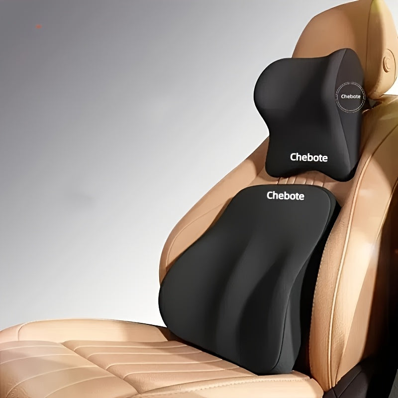 Car Seat Cushion Set Memory Foam Lumbar Support Neck Pillow Travel Comfort