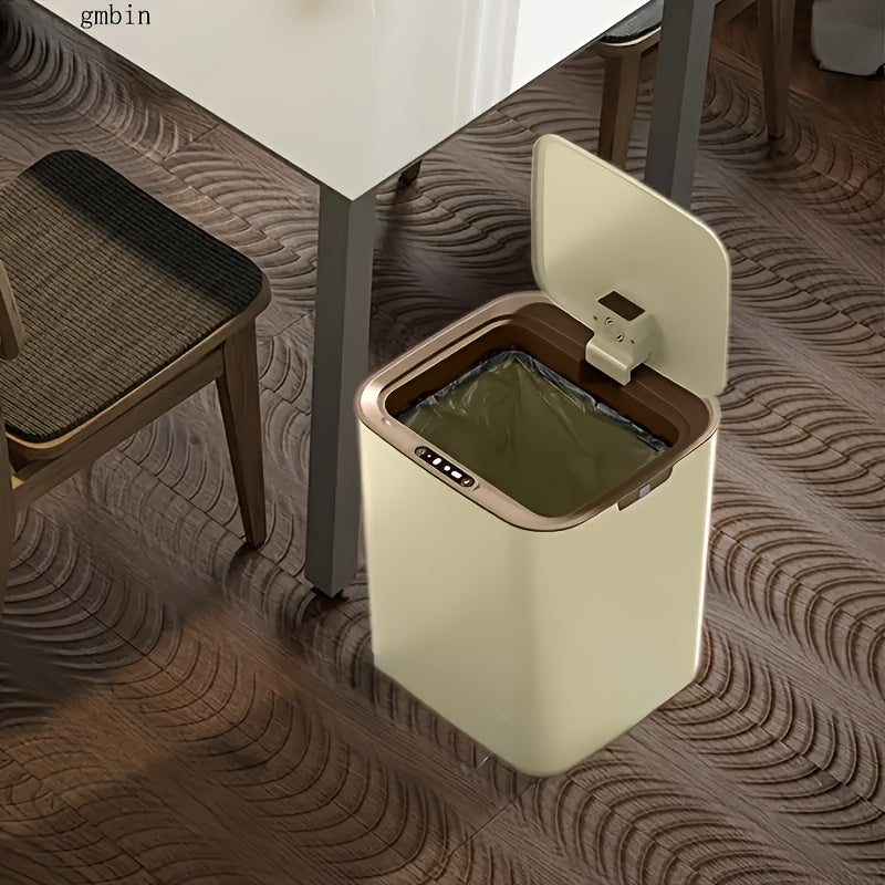 Cubo de basura inteligente de alta capacidad con sensor y tapa, alimentado por batería, de gran capacidad