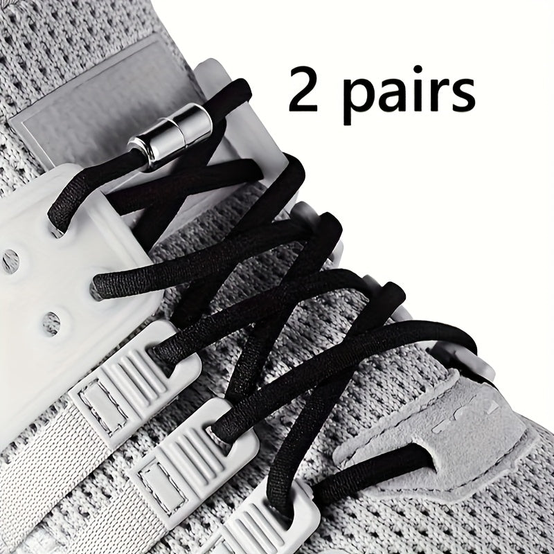 Unisex Elastic No-Tie Shoe Laces with Metal Locks, Washable, Secure Fit