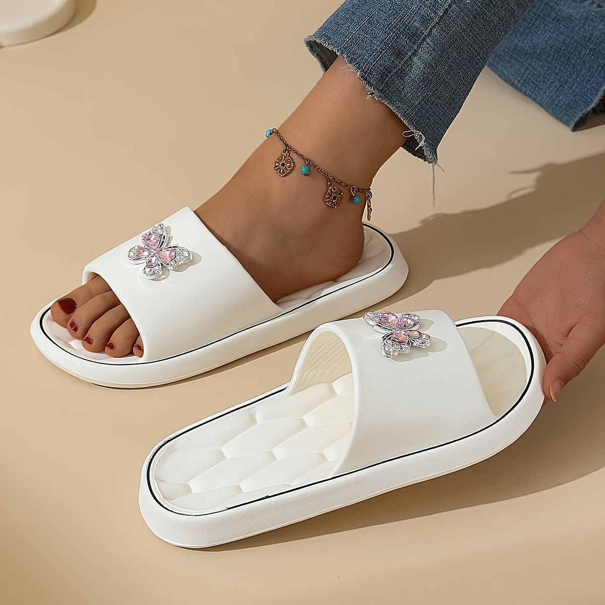Women's Summer Butterfly Open-Toe Non-Slip Indoor Outdoor Slippers