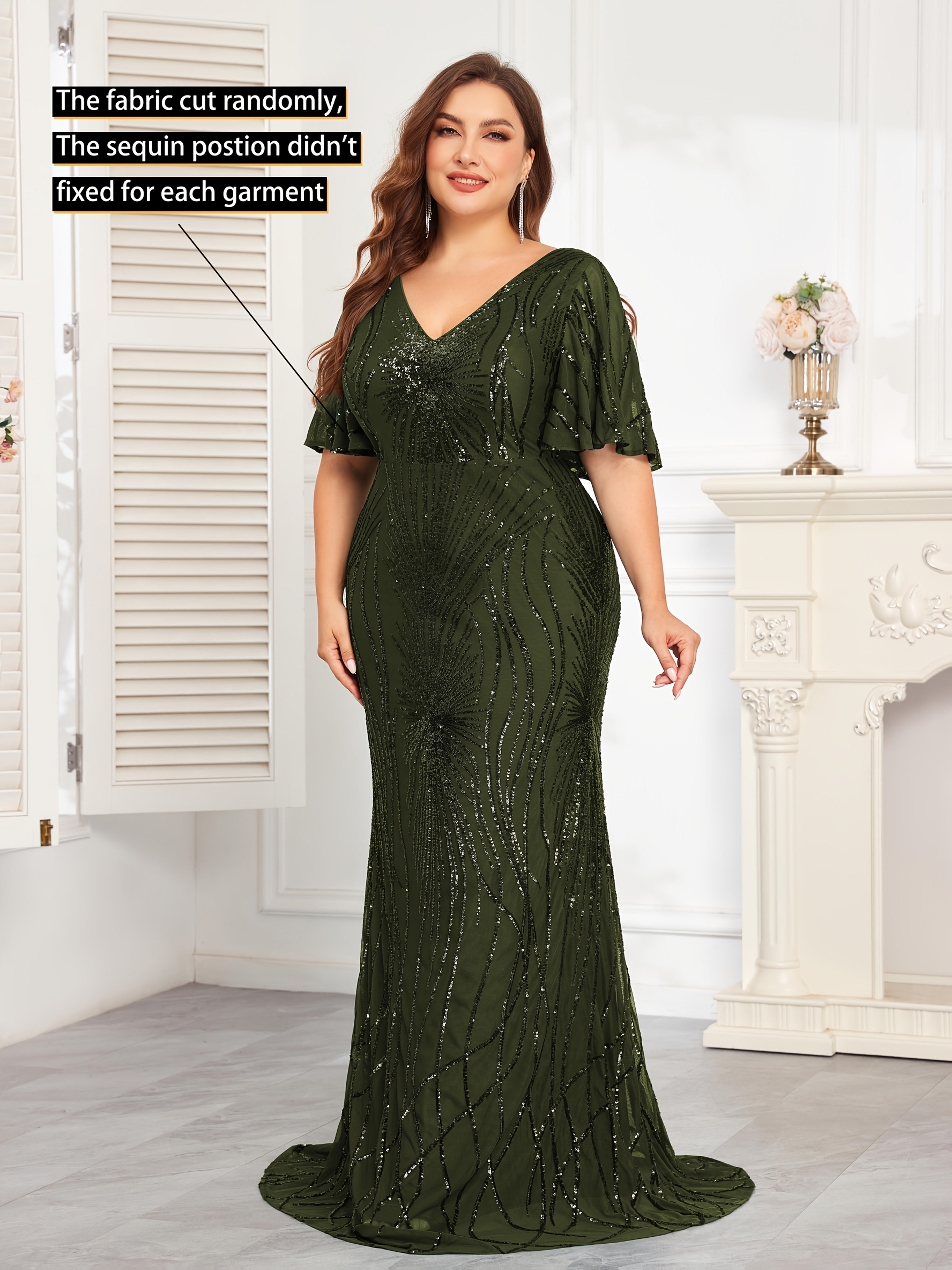 Women's Plus Size Sequin Bodycon Dress Polyester All-Season Party Gown