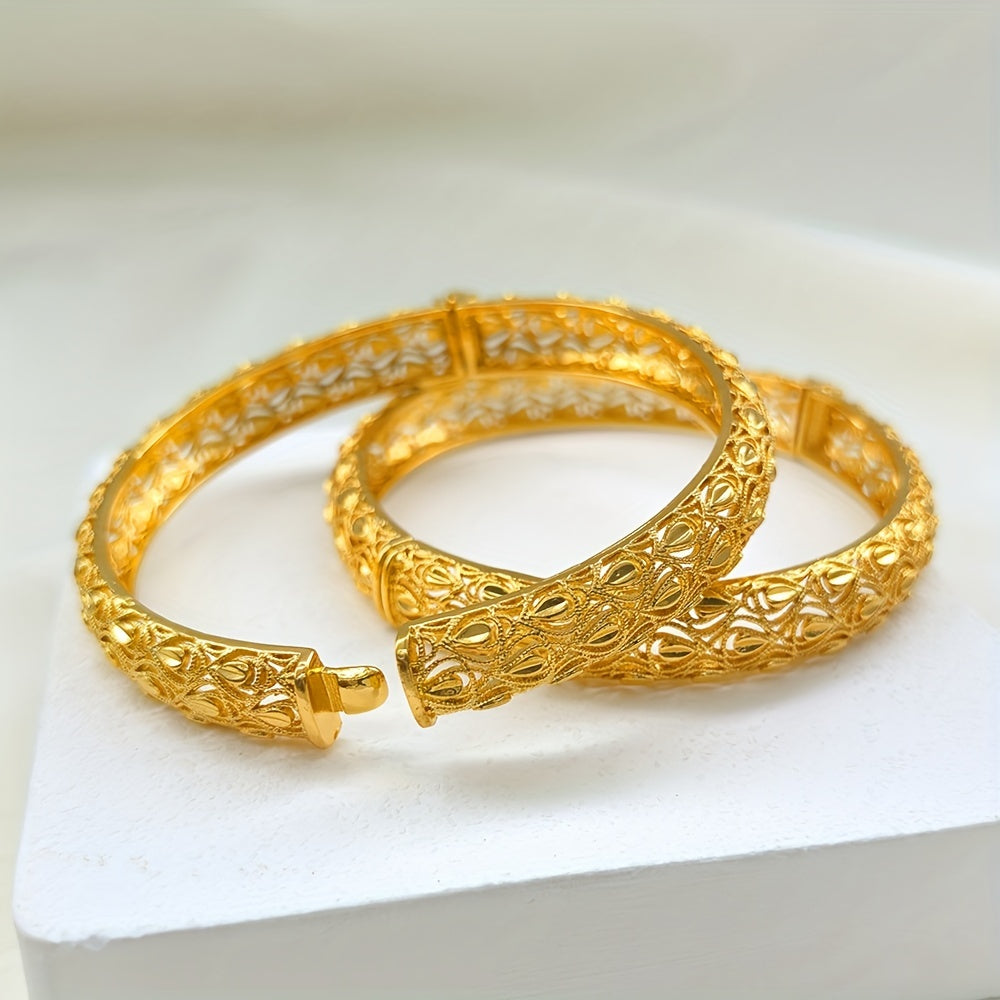 Women’s Ethnic Copper Open Cuff Bracelets Set for Weddings and Gifts