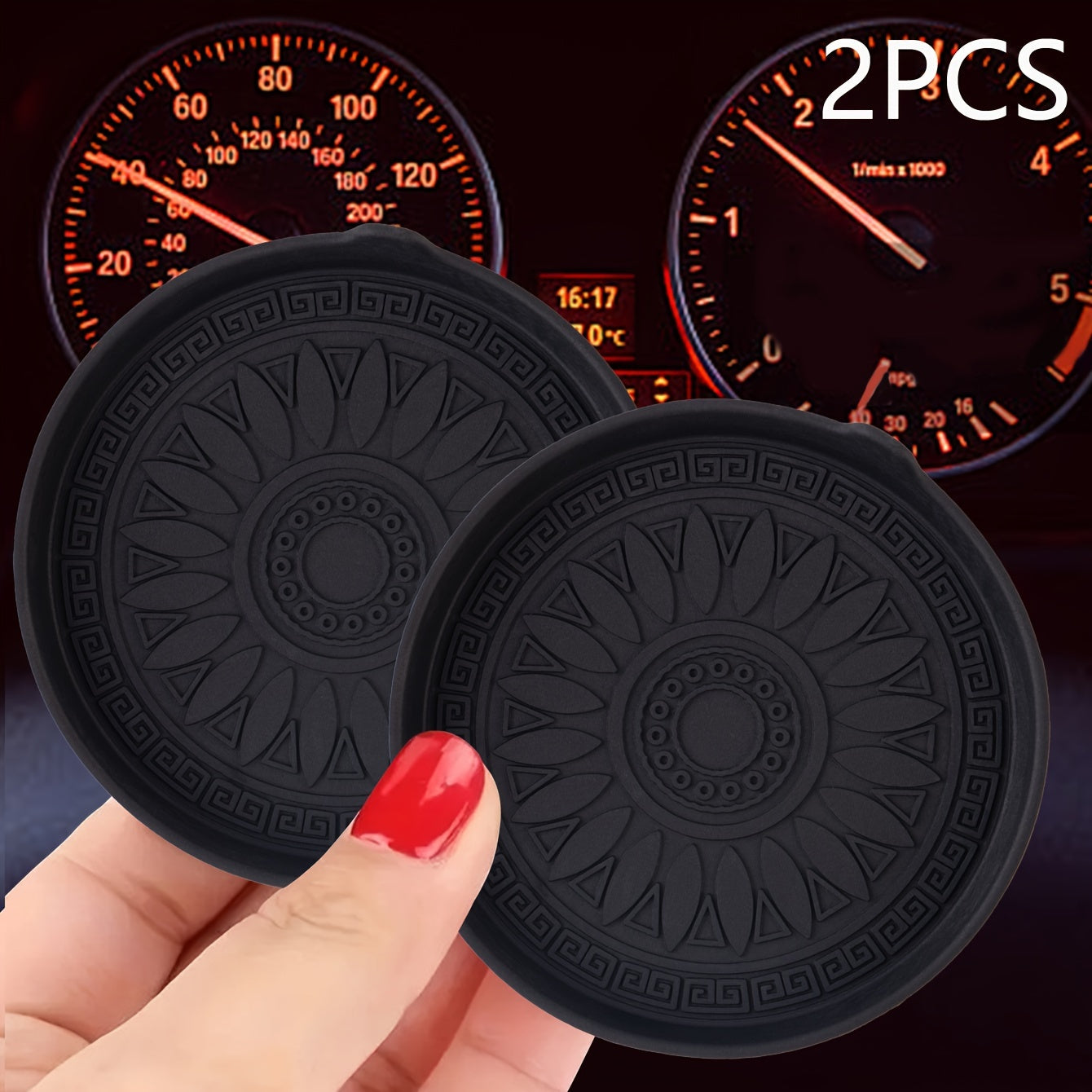 2pcs Car Interior Non-slip Heat Insulation Dust-proof Cup Holder Pad Universal