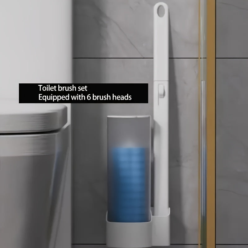 Набор для уборки ванной комнаты с 6 мягкими насадками-щетками, аромат океана, туалетная щетка с самостоятельной стойкой