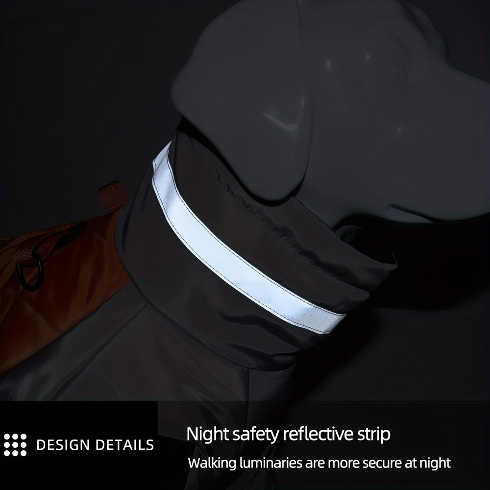 Waterproof Winter Dog Jacket with Reflective Material D-Ring for Medium Breeds