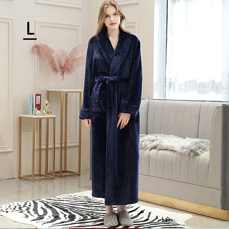 Unisex Flannel Bathrobe for Autumn Winter Cozy Nightwear Home