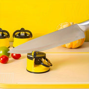 Portable manual knife sharpener with suction cup quick blade sharpening tool for kitchen use