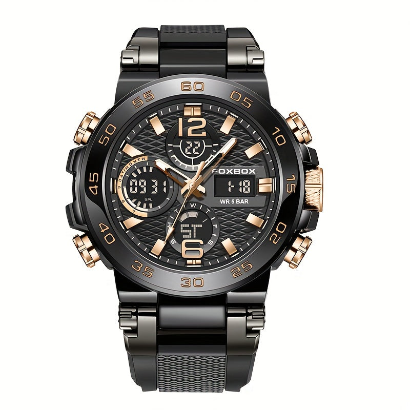 Digital Military Men's Sports Watch Waterproof Dual Display Quartz with Alarm Chronograph