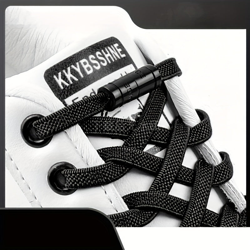 Unisex Elastic No Tie Shoe Laces Lightweight Quick Lazy Sneakers with Alphabet Pattern