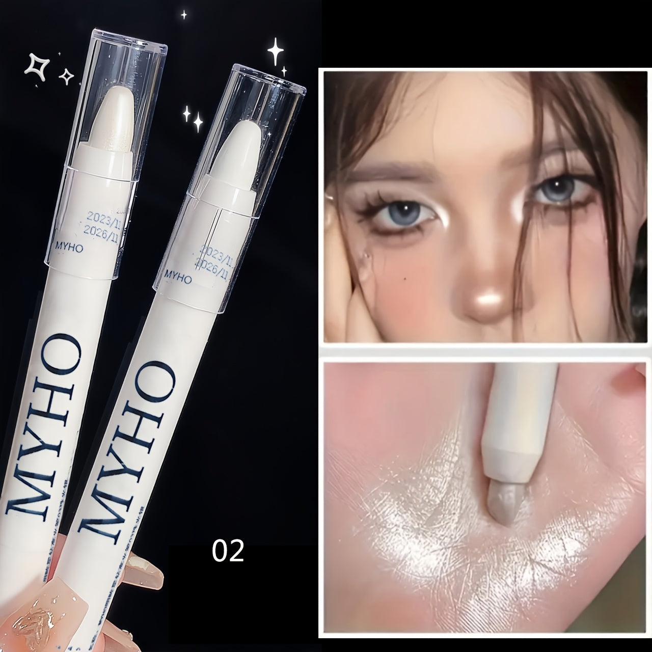 Lápiz de sombra de ojos con brillo para mujer, resaltador blanco a prueba de agua, mate, para maquillaje de ojos