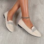 Women's Solid Color Rhinestone Flats with Breathable Fabric Slip-On Shoes