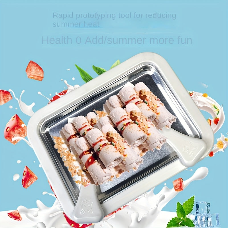 Новая мини-машина для жарки йогурта для домашнего использования на лето, маленький мороженица для детей с нержавеющей стальной жарочной пластиной.