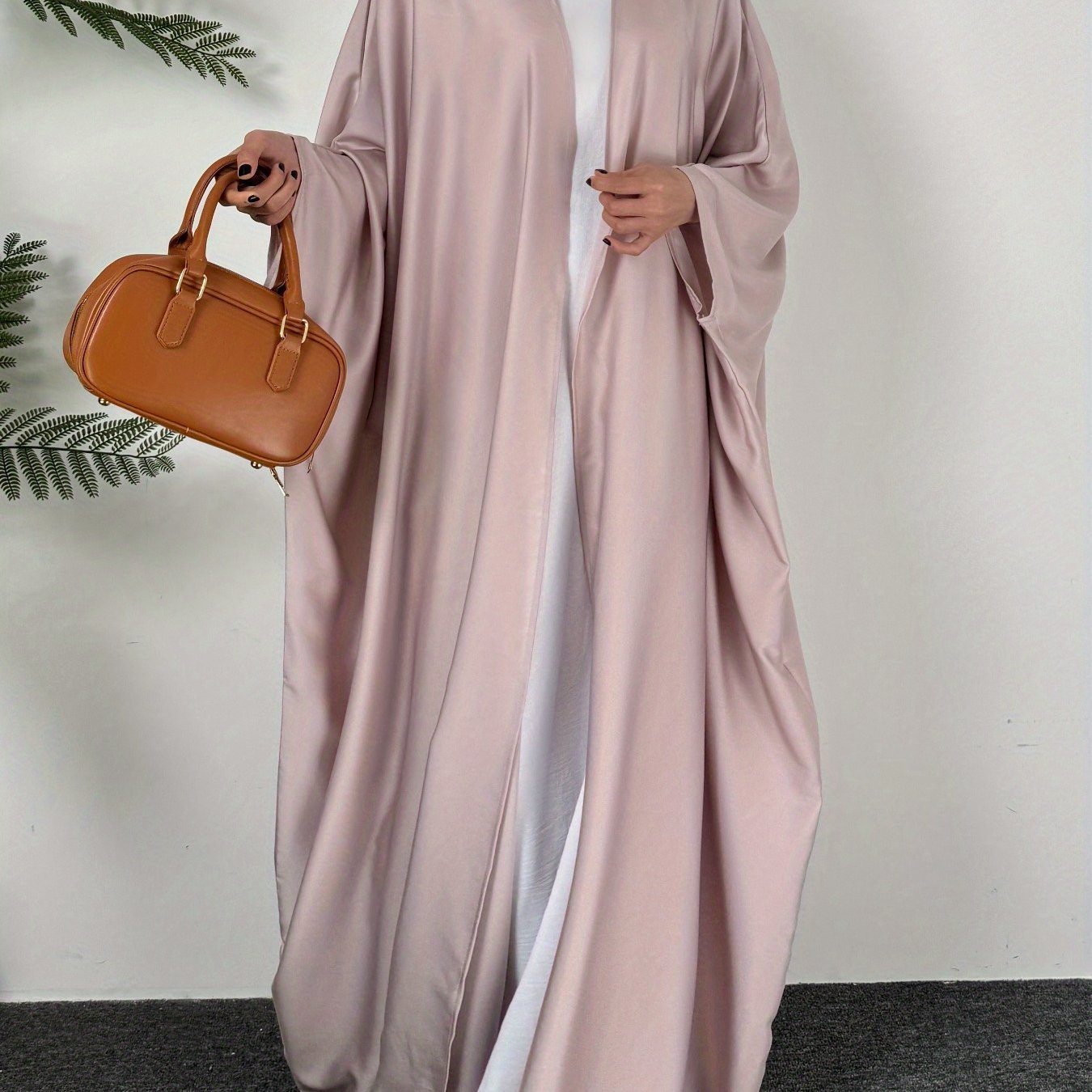 Women's Plus Size Loose Fit Kaftan Abaya Solid Color Batwing Sleeves