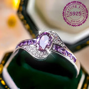 Anillo de plata de ley con zirconia cúbica para bodas y celebraciones
