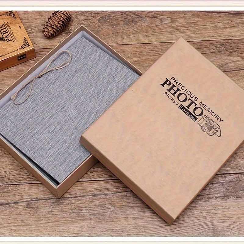 Refillable Linen Photo Album with 30 Sheets Black Pages for Weddings and Celebrations