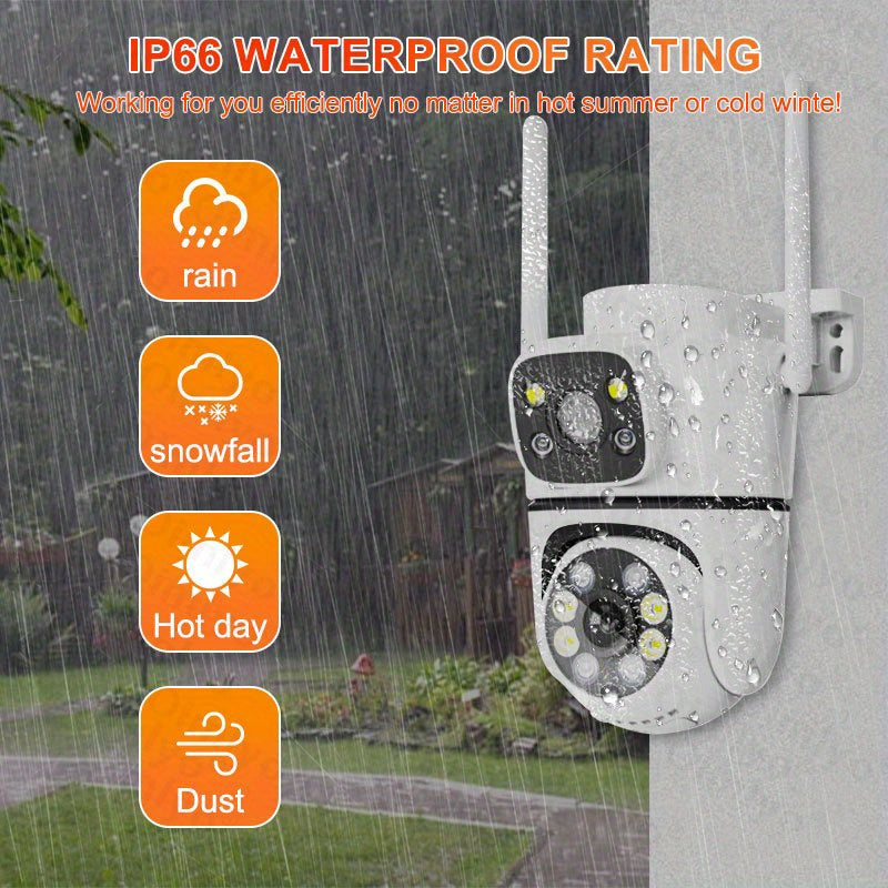 Outdoor WiFi Security Camera Waterproof Dual HD Pan Tilt Night Vision Motion Detection Two-Way Audio