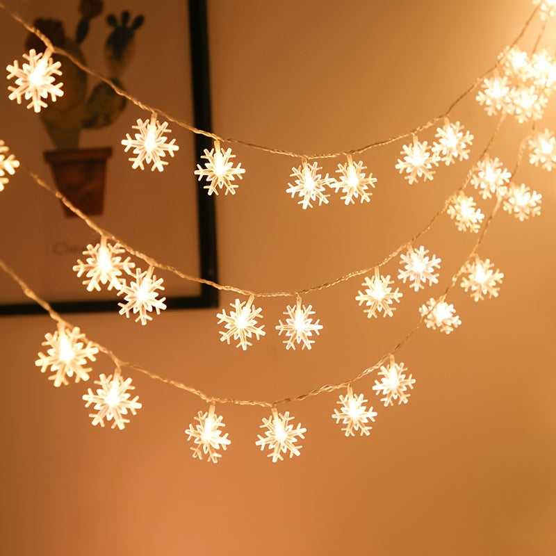 Vintage Snowflake String Lights Battery-Operated White LEDs for Christmas Weddings Gardens