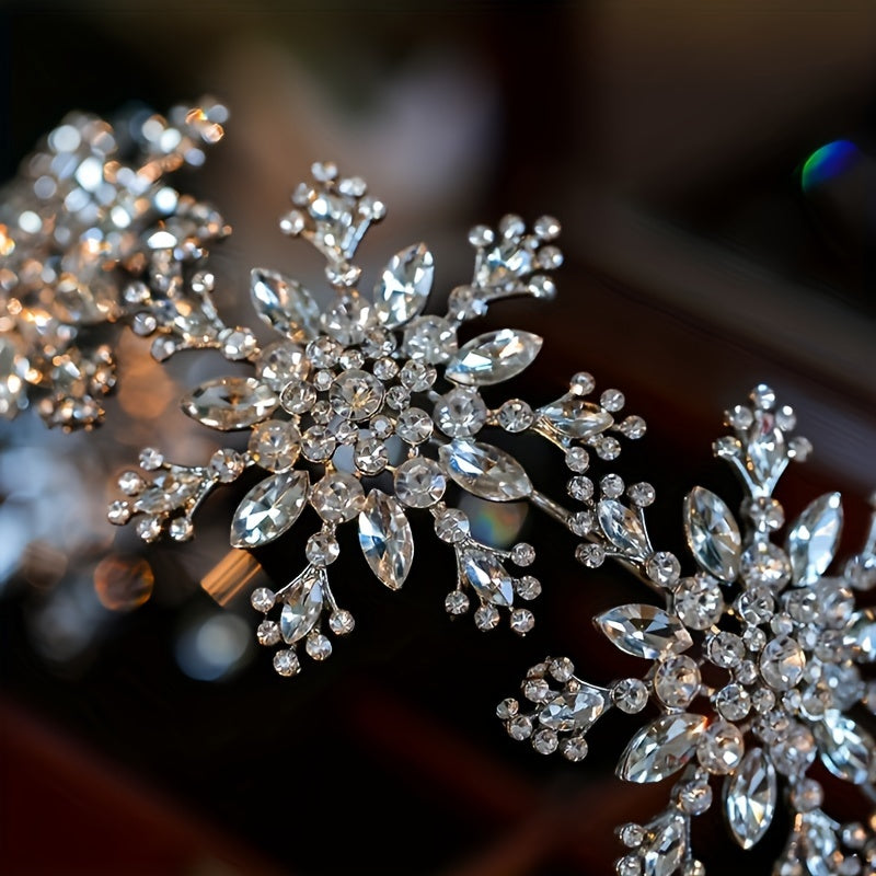 Snowflake Shaped Hair Headband for Weddings with Crystal Details