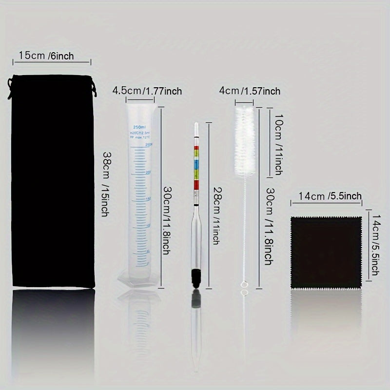 Hydrometer Kit for Wine Beer Mead Alcohol Measurement with Cleaning Tools and Cylinder