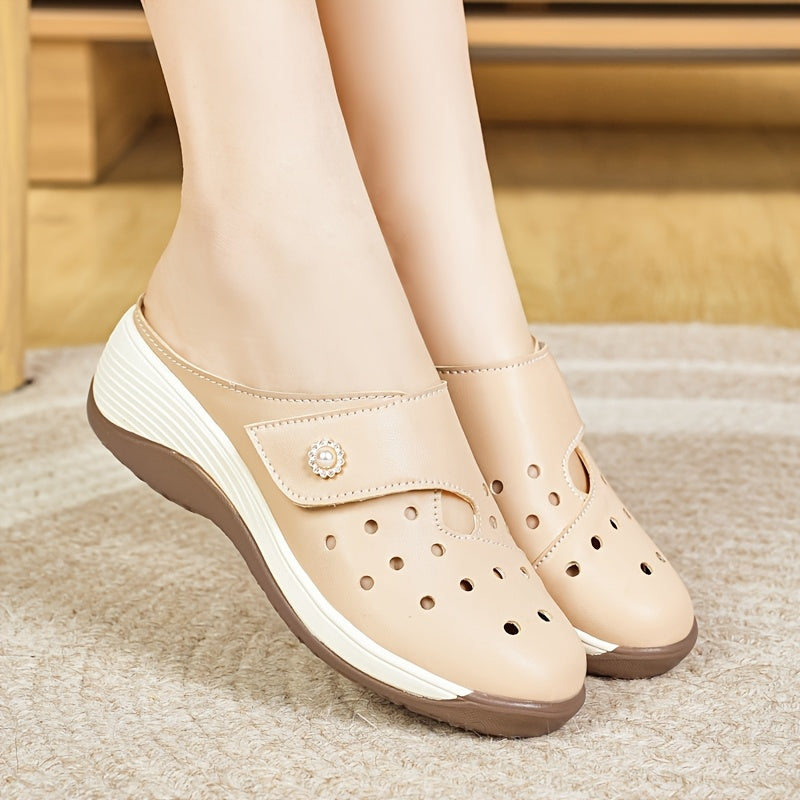Women's Breathable PU Clogs with Non-Slip TPR Sole Casual Summer Shoes